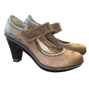 J-41 Fabulous Mary Jane Heels Shoe Womens 9 Brown Suede Romance Lolita Coquette